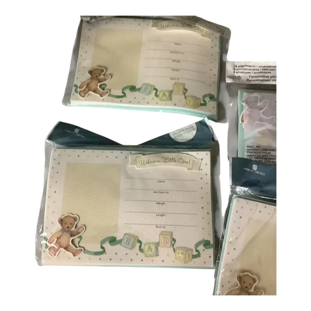 American Greetings Welcome Little One Baby Birth‎ Announcement Kits 4 Packs